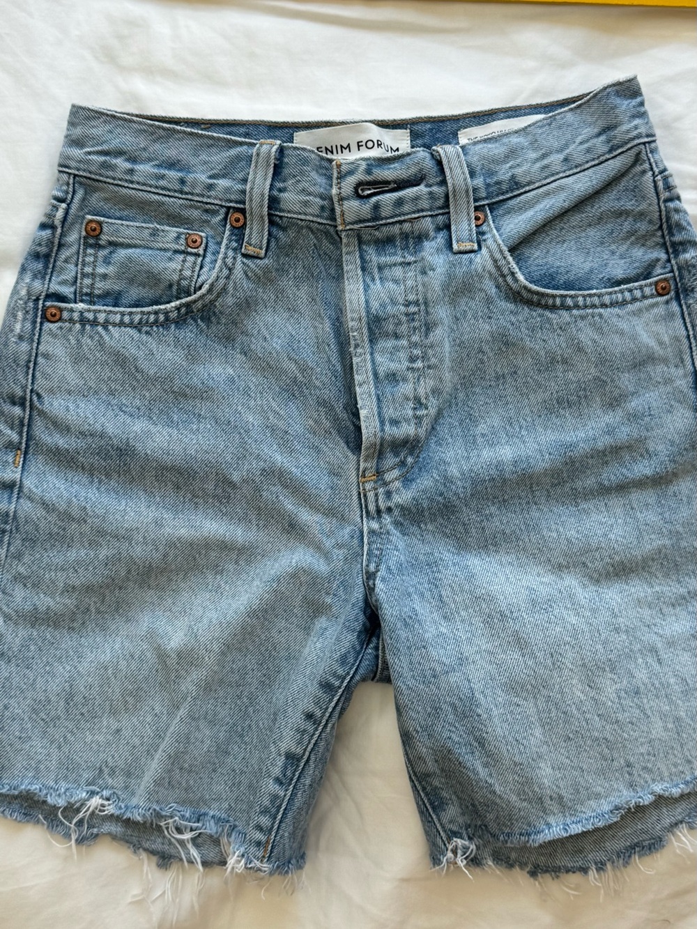 Denim Forum Light Blue High-Waist Cutoff Denim Shorts